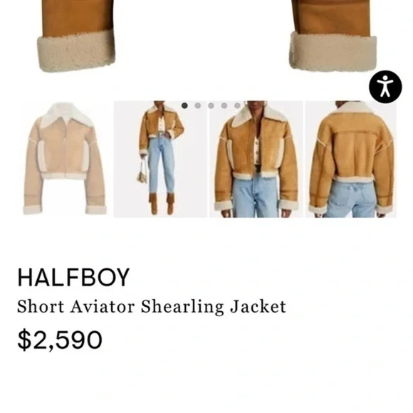HALFBOY Short Cropped Aviator Shearling Jacket - Picture 11 of 11